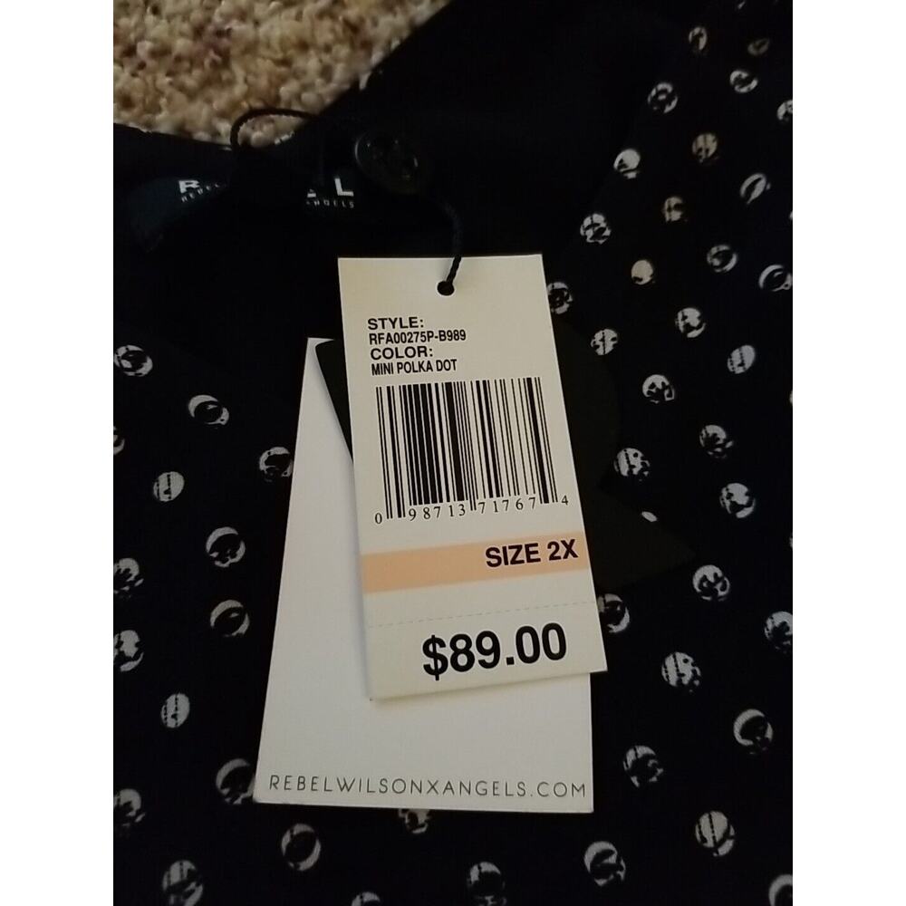 Rebel Wilson X Angels Polka Dot‎ Black White Sleeveless Blouse Top 2X Retail $89 - Picture 8 of 12